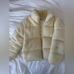 White Moncler knit padded puffer size 1 (size small)